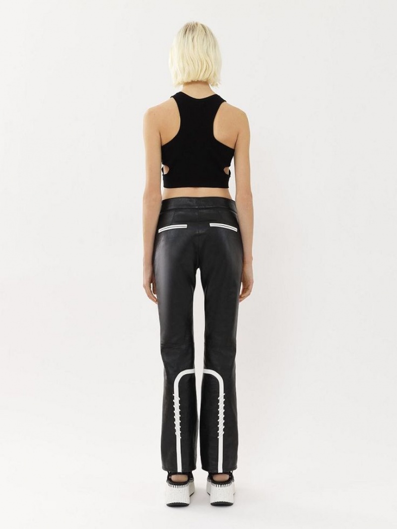 Leather Chloe Motocyklowe Pants Czarne Żółte | CHE-SR14107