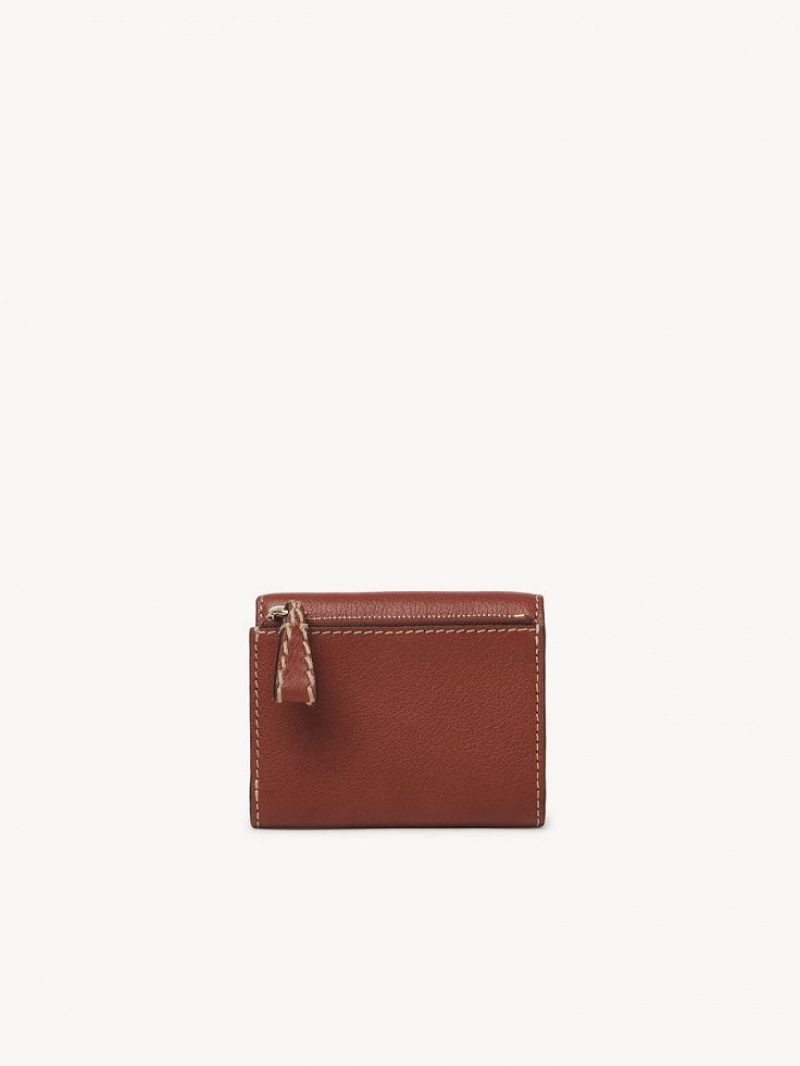 Małe Portfele Chloe Edith Small Tri-fold Brązowe | CHE-SR14278