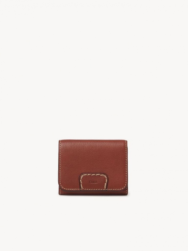 Małe Portfele Chloe Edith Small Tri-fold Brązowe | CHE-SR14278