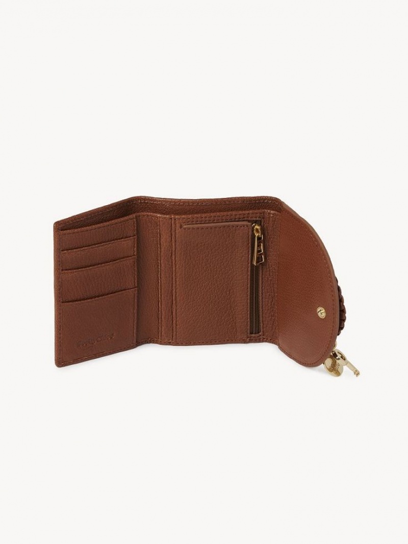 Małe Portfele Chloe Hana Tri-fold Brązowe | CHE-SR14910