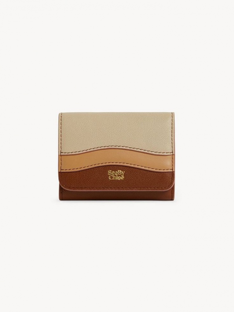 Małe Portfele Chloe Layers Medium Tri-fold Brązowe | CHE-SR14896