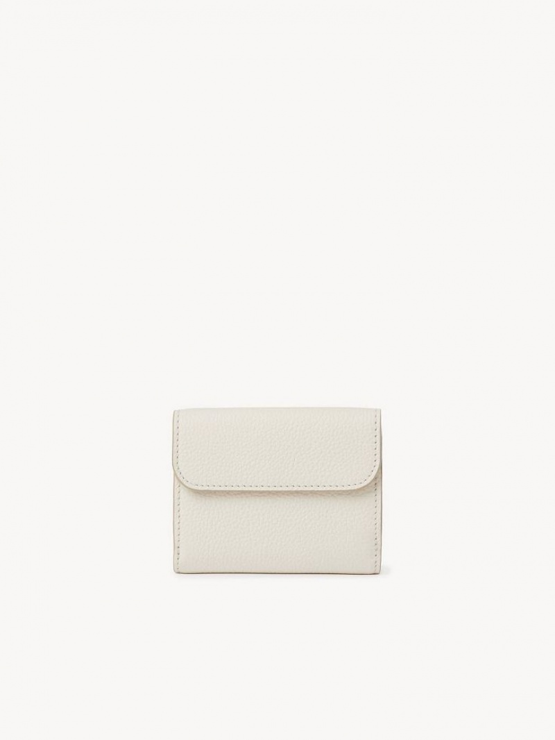 Małe Portfele Chloe Marcie Small Tri-fold Białe | CHE-SR14295