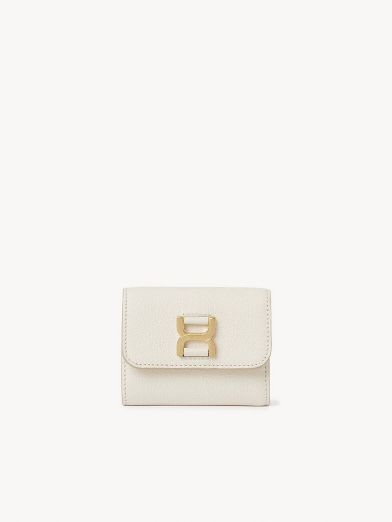 Małe Portfele Chloe Marcie Small Tri-fold Białe | CHE-SR14295