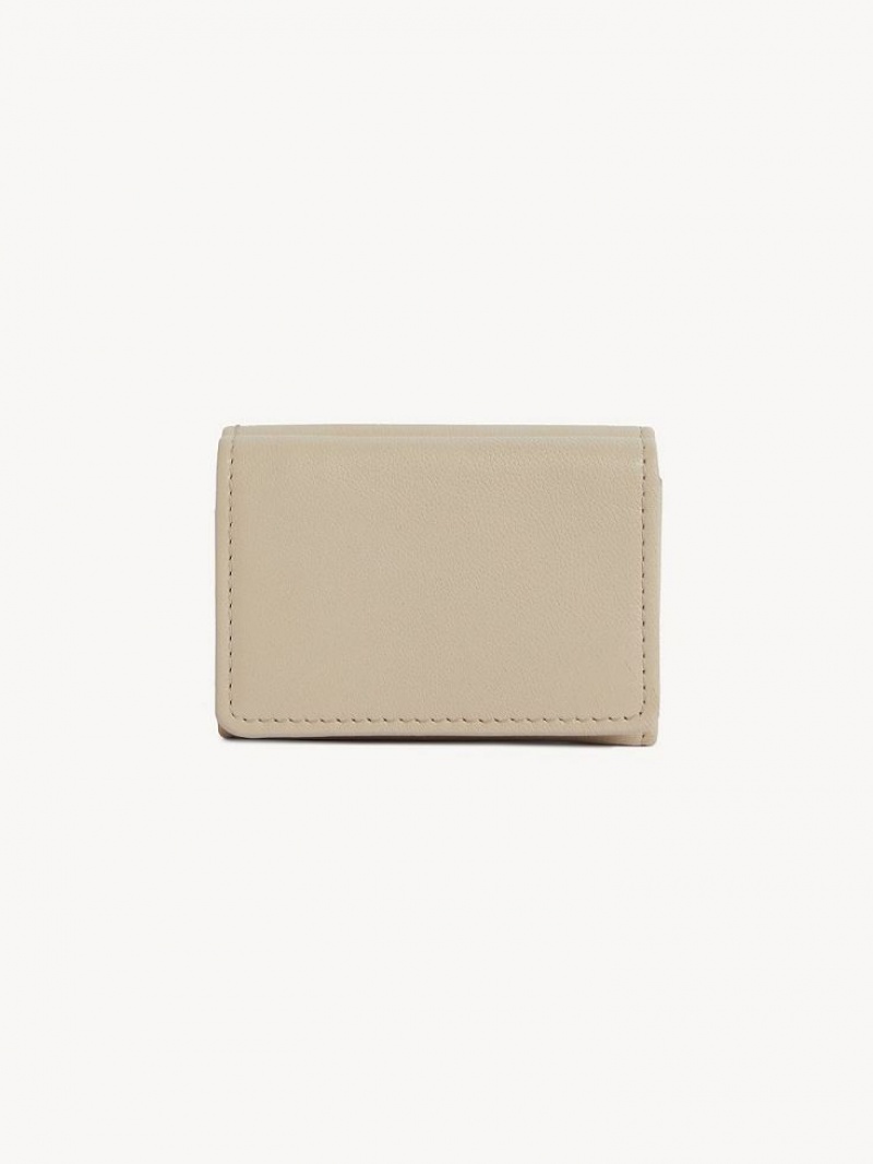 Małe Portfele Chloe Saddie Mini Tri-fold Beżowe | CHE-SR14902