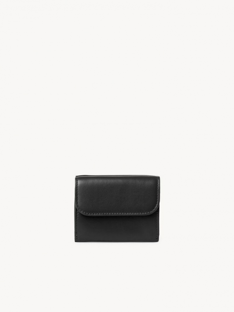 Małe Portfele Chloe Sense Mini Tri-fold Czarne | CHE-SR14277