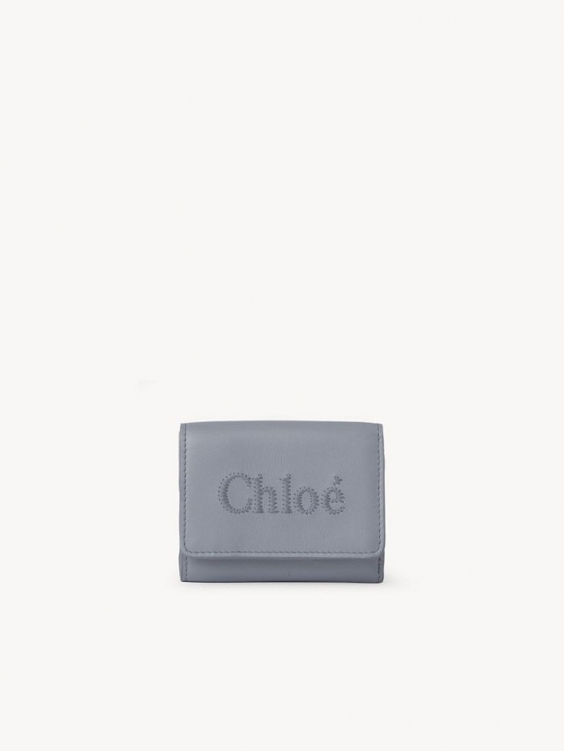 Małe Portfele Chloe Sense Mini Tri-fold Niebieskie | CHE-SR14275