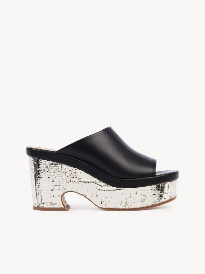 Mule Chloe Oli Platformie Czarne | CHE-SR14156