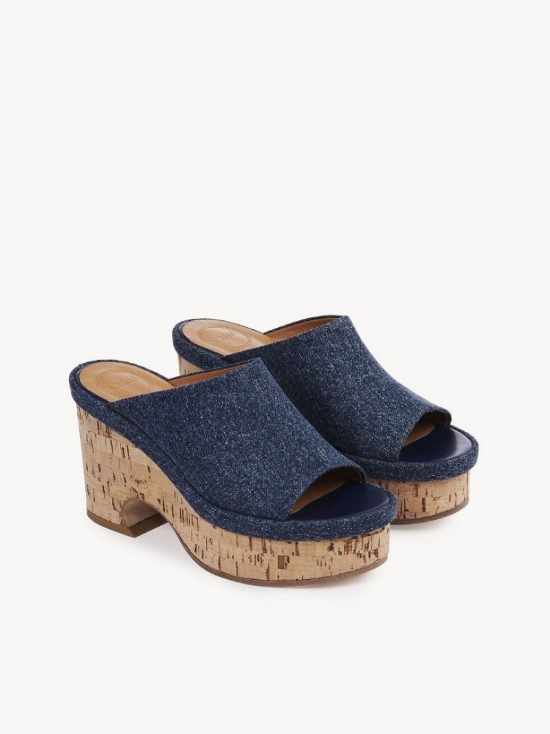 Mule Chloe Oli Platformie Niebieskie | CHE-SR14134