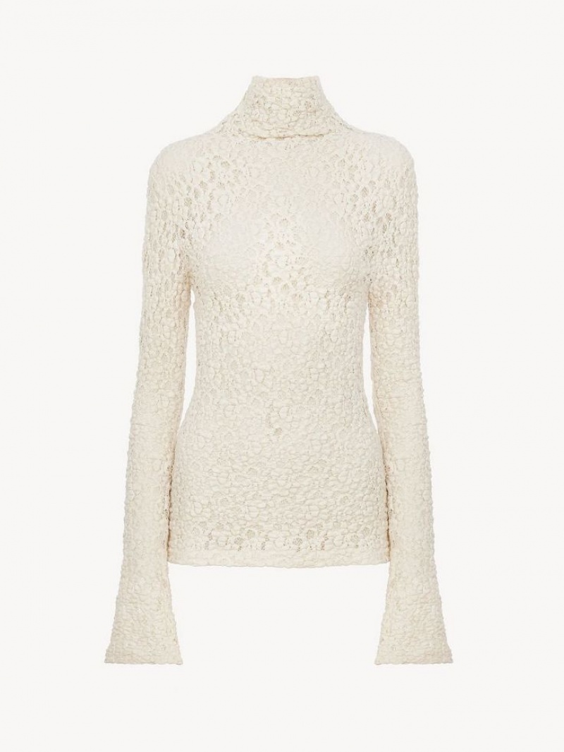 Najfatalniejszy Chloe Fitted Turtleneck Białe | CHE-SR13908