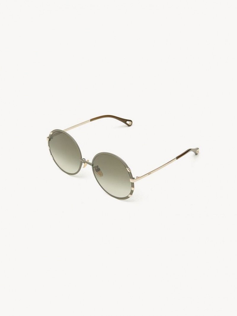 Okulary Przeciwsłoneczne Chloe Celeste Złote Khaki | CHE-SR14530