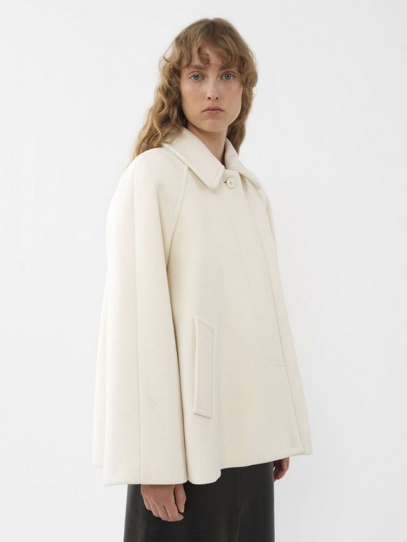 Płaszcze Chloe Krótkie Cape Białe | CHE-SR13799