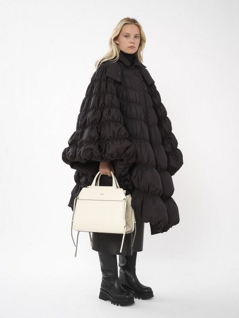 Płaszcze Chloe Krótkie Puffer Cape Czarne | CHE-SR13814