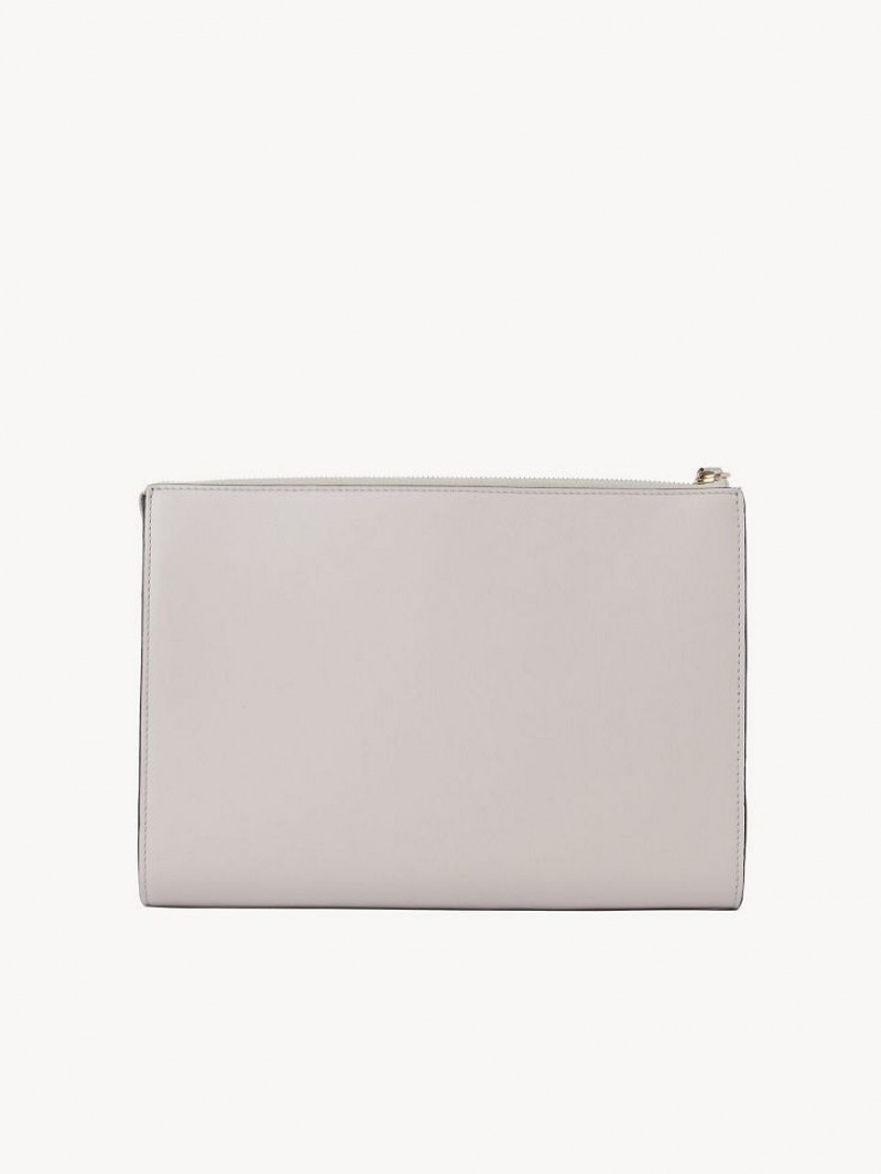 Pouches Chloe Sense Zippered Srebrne | CHE-SR14323