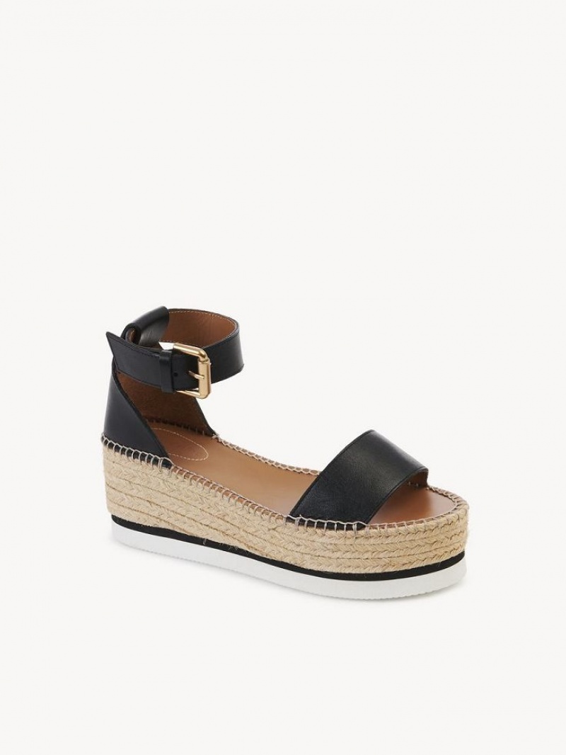 Sandały Chloe Glyn Espadryle Czarne | CHE-SR14836