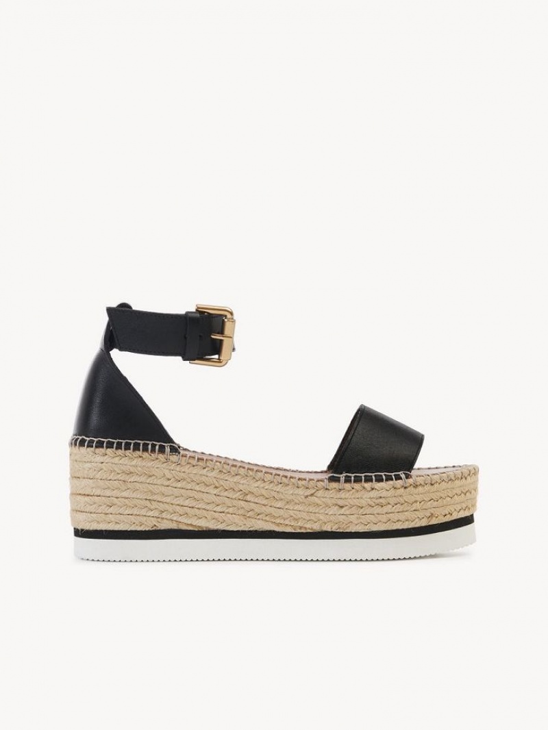 Sandały Chloe Glyn Espadryle Czarne | CHE-SR14836