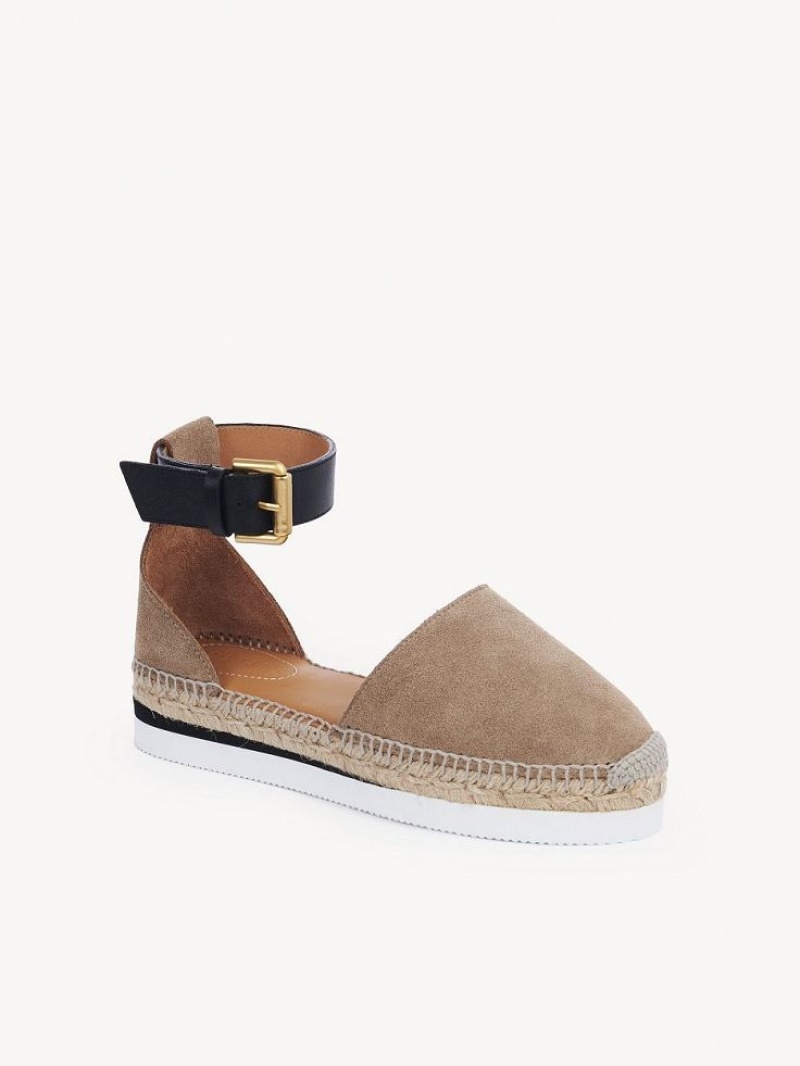 Sandały Chloe Glyn Espadryle Khaki | CHE-SR14803