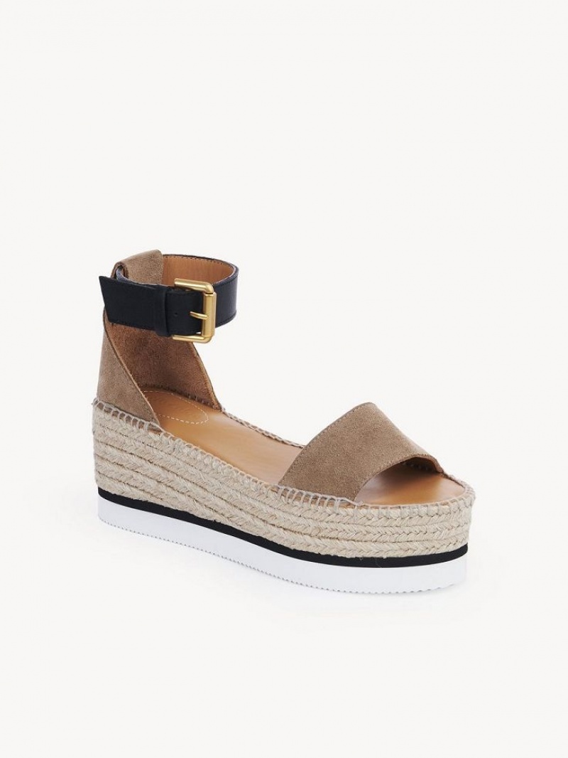 Sandały Chloe Glyn Espadryle Khaki | CHE-SR14814