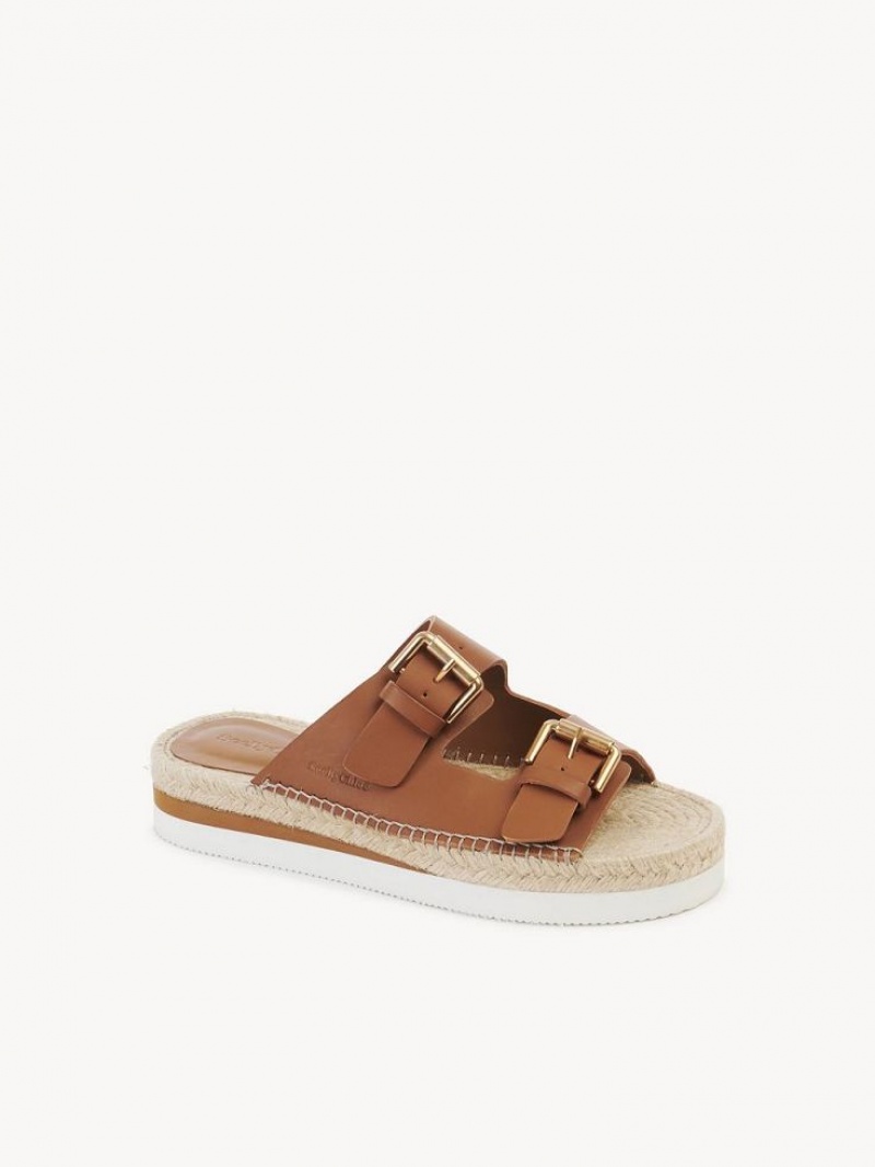 Sandały Chloe Glyn Platformie Espadryle Brązowe | CHE-SR14832