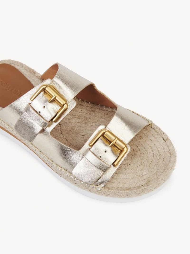 Sandały Chloe Glyn Platformie Espadryle Srebrne | CHE-SR14802