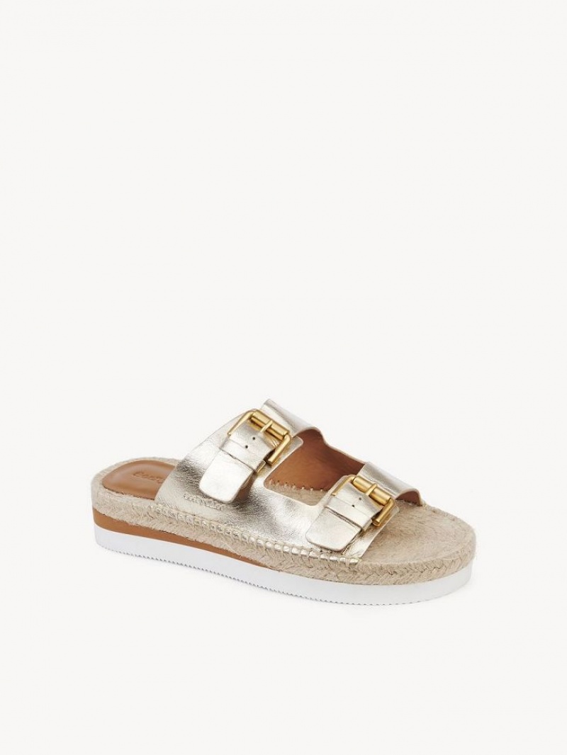 Sandały Chloe Glyn Platformie Espadryle Srebrne | CHE-SR14802