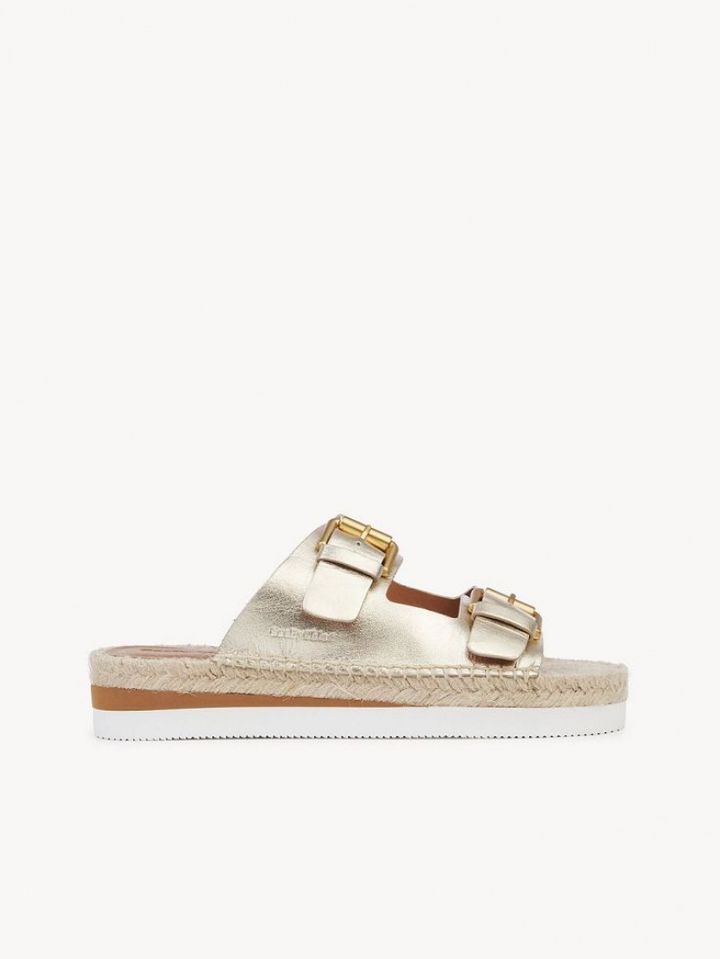 Sandały Chloe Glyn Platformie Espadryle Srebrne | CHE-SR14802