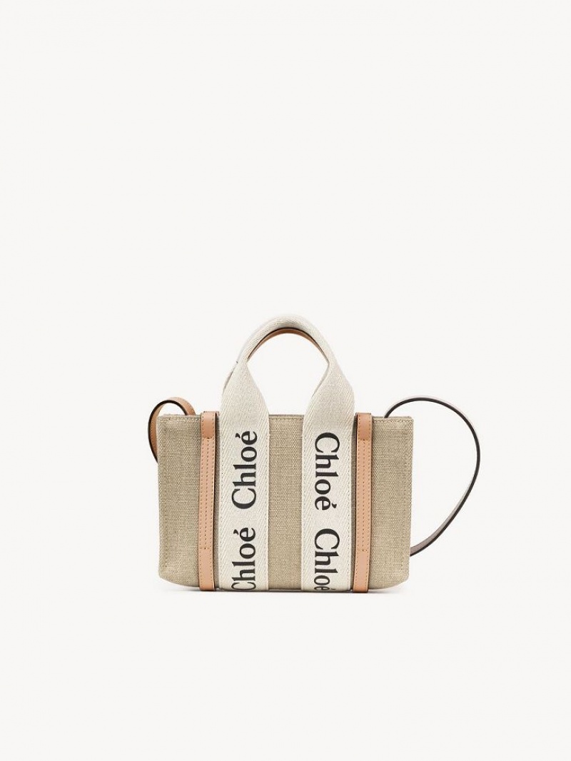 Torba Crossbody Chloe Mini Woody Białe Beżowe | CHE-SR13507