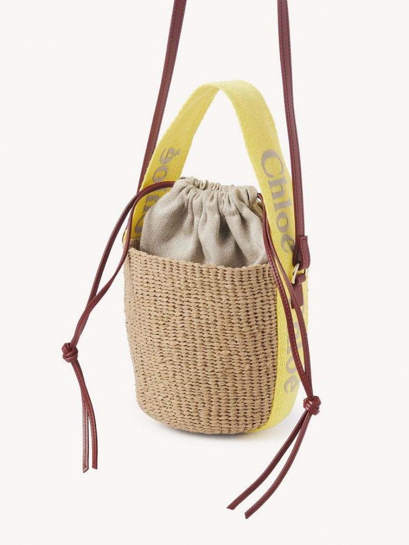 Torba Crossbody Chloe Small Woody Basket Żółte Beżowe | CHE-SR13565