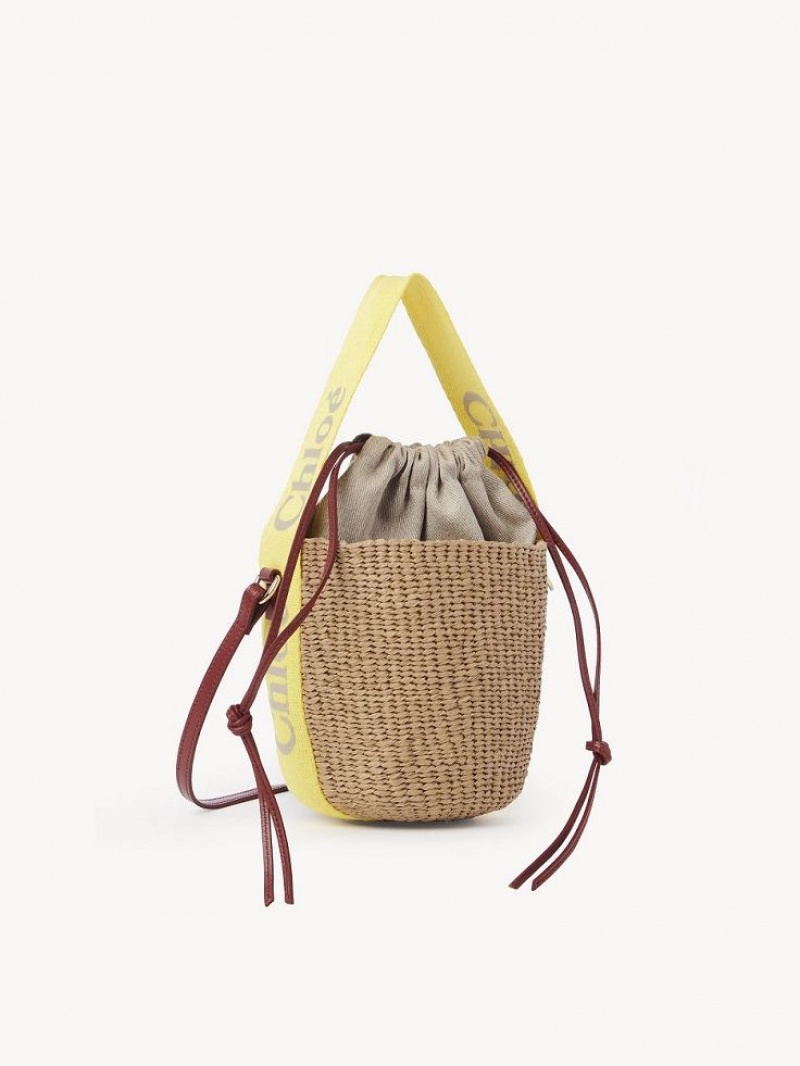 Torba Crossbody Chloe Small Woody Basket Żółte Beżowe | CHE-SR13565