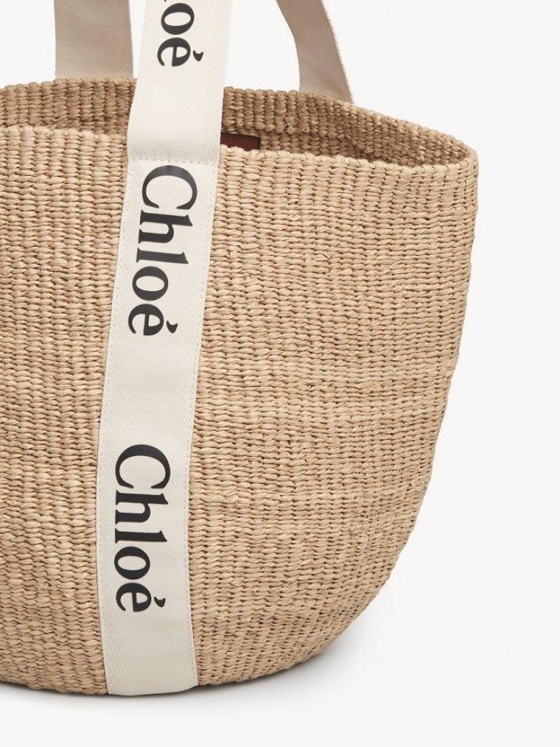 Torby Tote Chloe Large Woody Basket Białe | CHE-SR13332