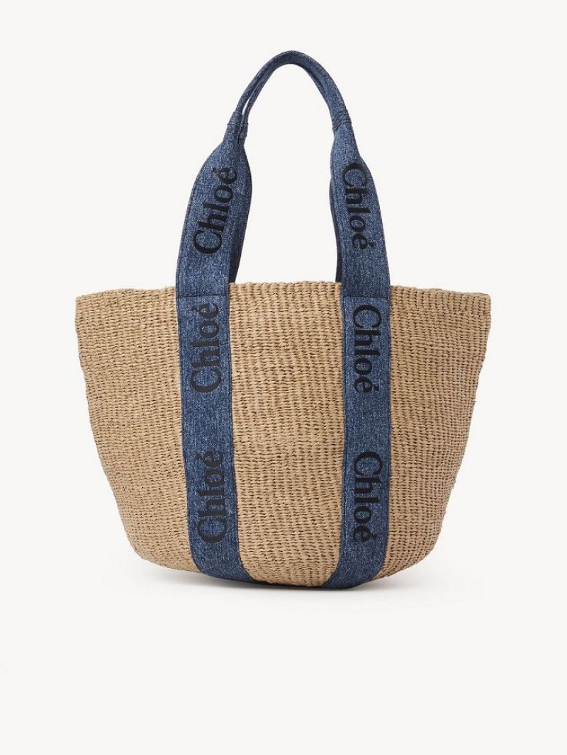 Torby Tote Chloe Large Woody Basket Niebieskie | CHE-SR13331