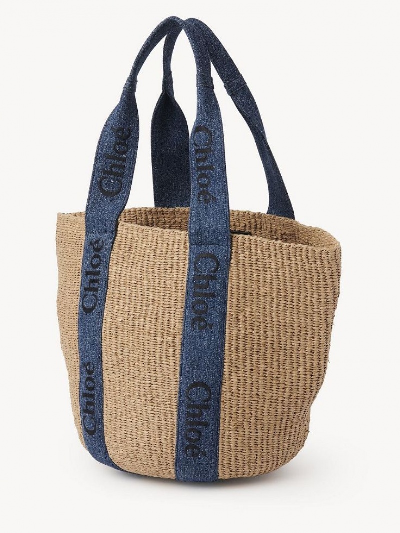 Torby Tote Chloe Large Woody Basket Niebieskie | CHE-SR13331