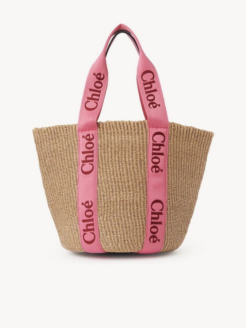 Torby Tote Chloe Large Woody Basket Różowe Czerwone | CHE-SR13299