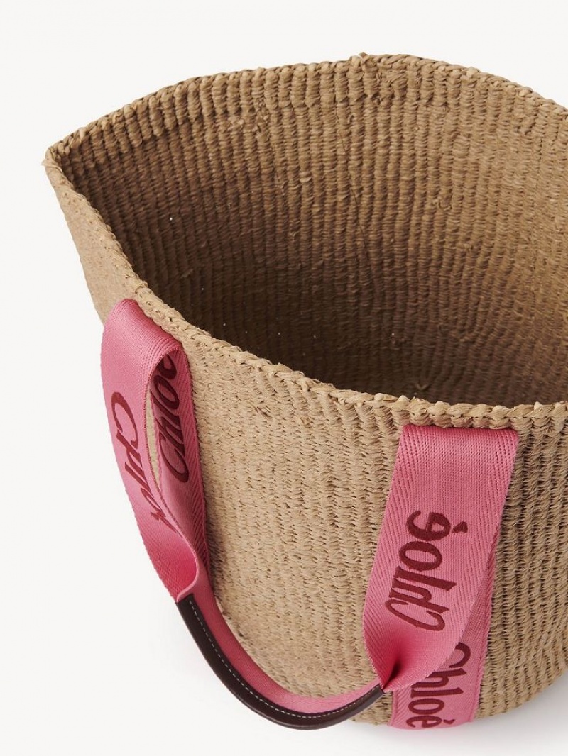 Torby Tote Chloe Large Woody Basket Różowe Czerwone | CHE-SR13299