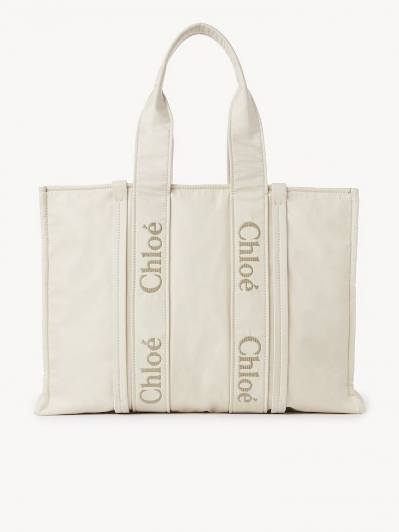 Torby Tote Chloe Large Woody Białe | CHE-SR13364