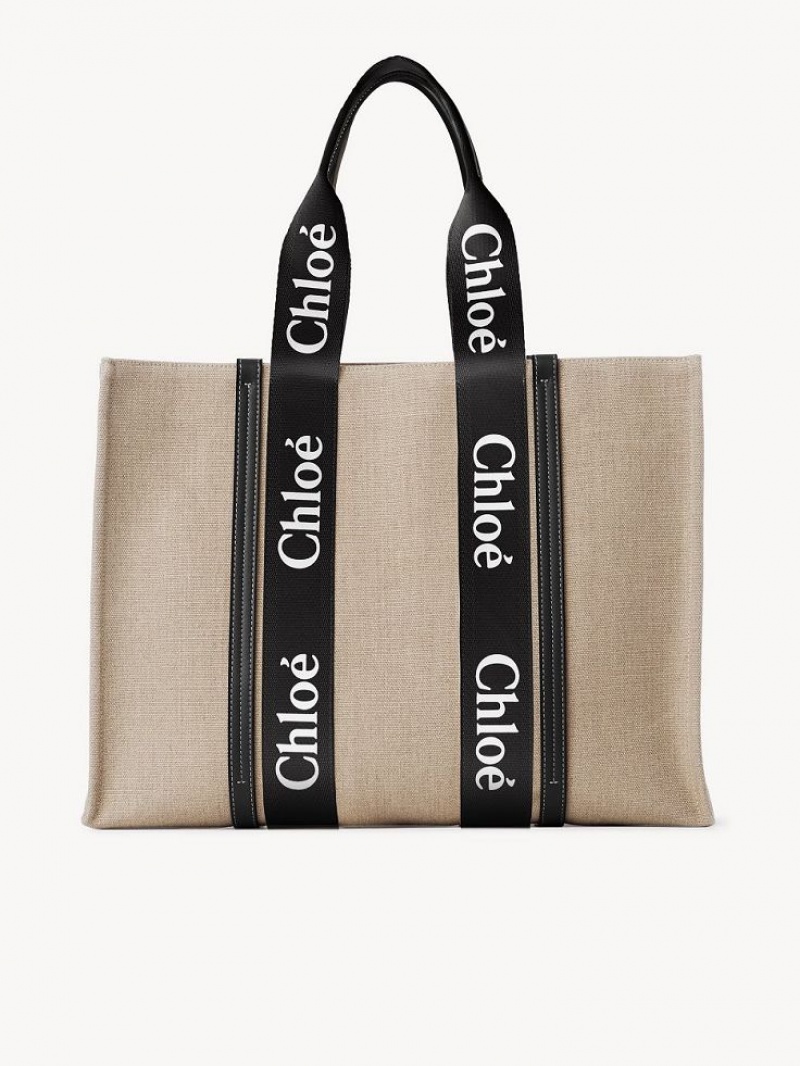 Torby Tote Chloe Large Woody Czarne Niebieskie | CHE-SR13304