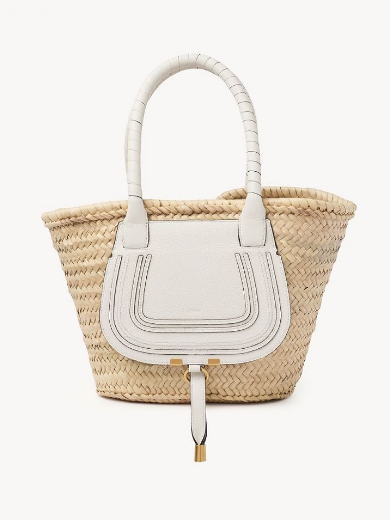 Torby Tote Chloe Medium Marcie Basket Białe | CHE-SR13291