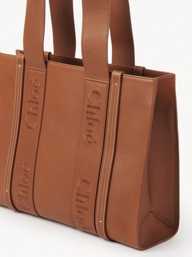 Torby Tote Chloe Medium Woody Brązowe | CHE-SR13346