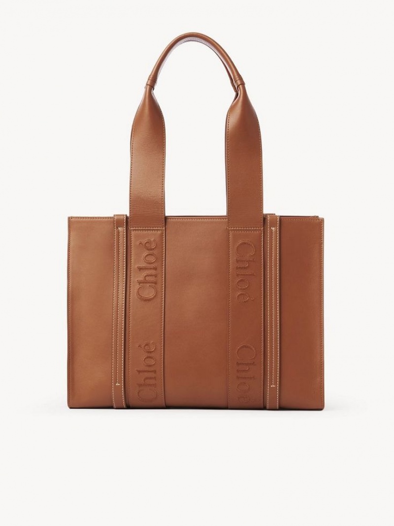 Torby Tote Chloe Medium Woody Brązowe | CHE-SR13346