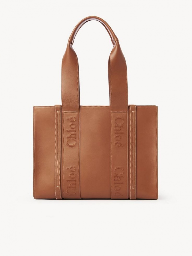 Torby Tote Chloe Medium Woody Brązowe | CHE-SR13346