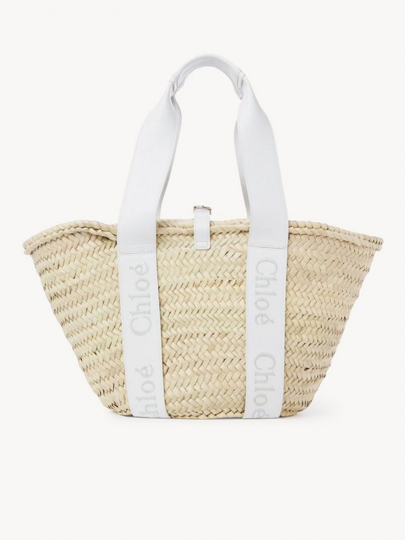 Torby Tote Chloe Sense Medium Basket Białe | CHE-SR13381