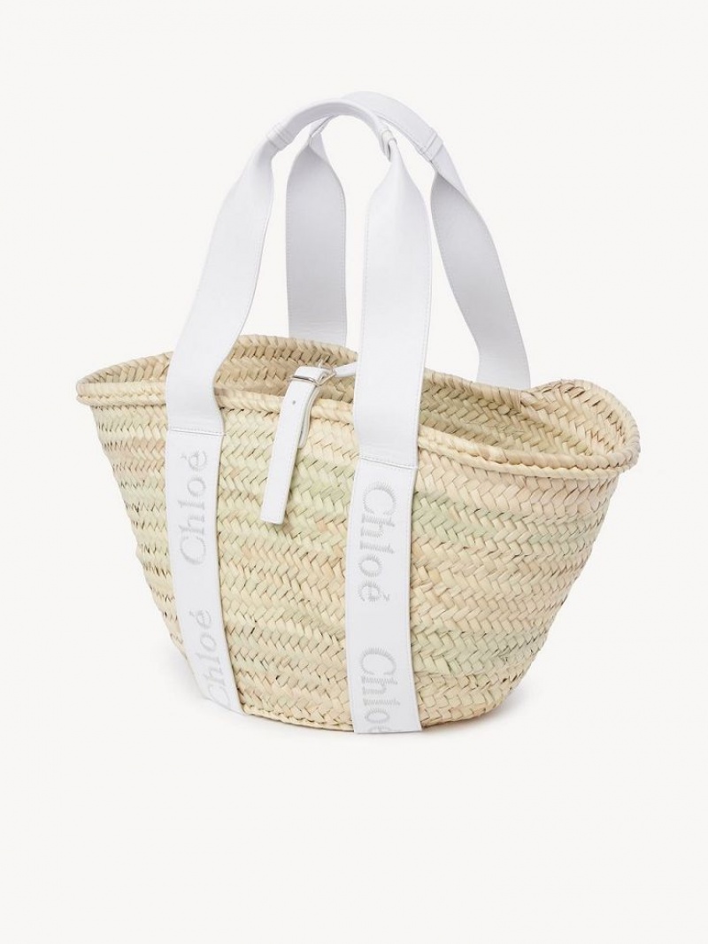 Torby Tote Chloe Sense Medium Basket Białe | CHE-SR13381