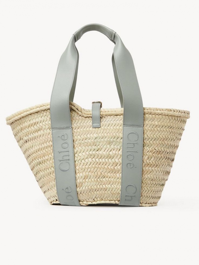 Torby Tote Chloe Sense Medium Basket Zielone | CHE-SR13383