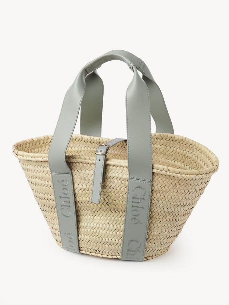 Torby Tote Chloe Sense Medium Basket Zielone | CHE-SR13383