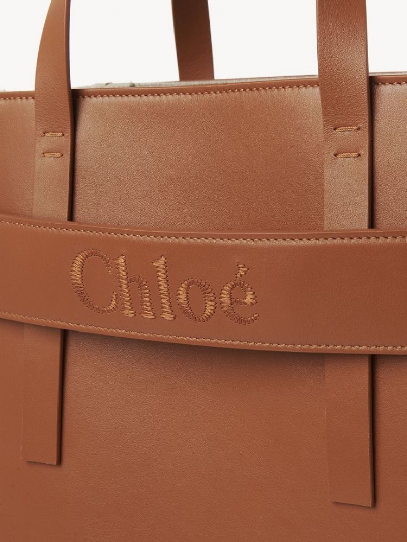 Torby Tote Chloe Sense Medium Brązowe | CHE-SR13396