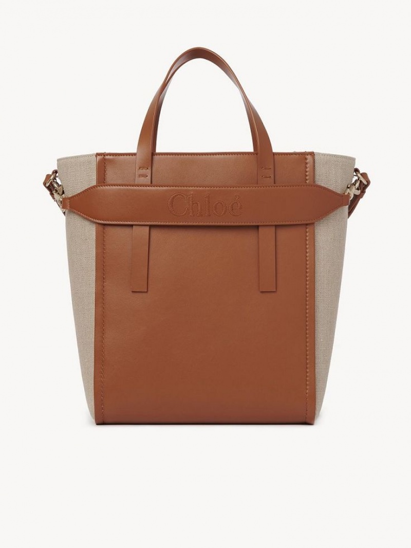 Torby Tote Chloe Sense Medium Brązowe | CHE-SR13396