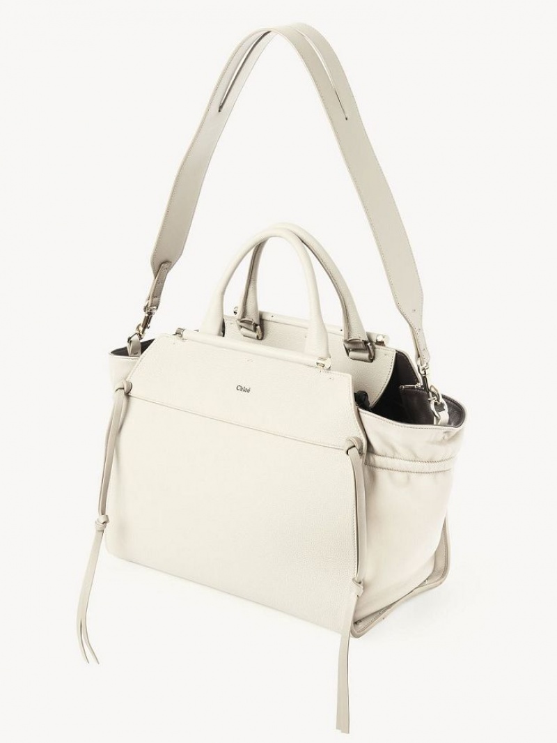 Torby Tote Chloe Steph Medium Double Carry Białe | CHE-SR13371