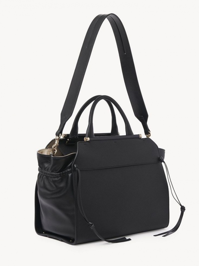 Torby Tote Chloe Steph Medium Double Carry Czarne | CHE-SR13372