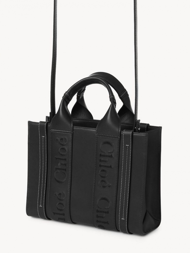 Torebki Małe Chloe Small Woody Tote Czarne | CHE-SR13687