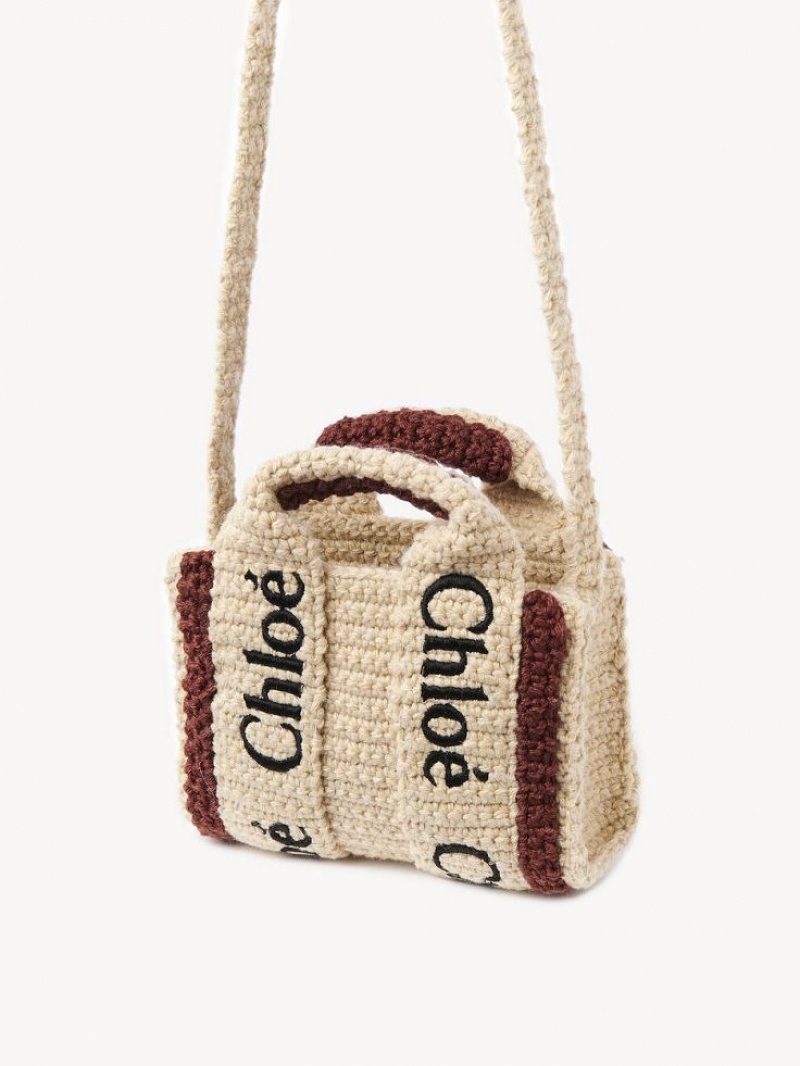 Torebki Małe Chloe Woody Nano Tote Brązowe Beżowe | CHE-SR13693