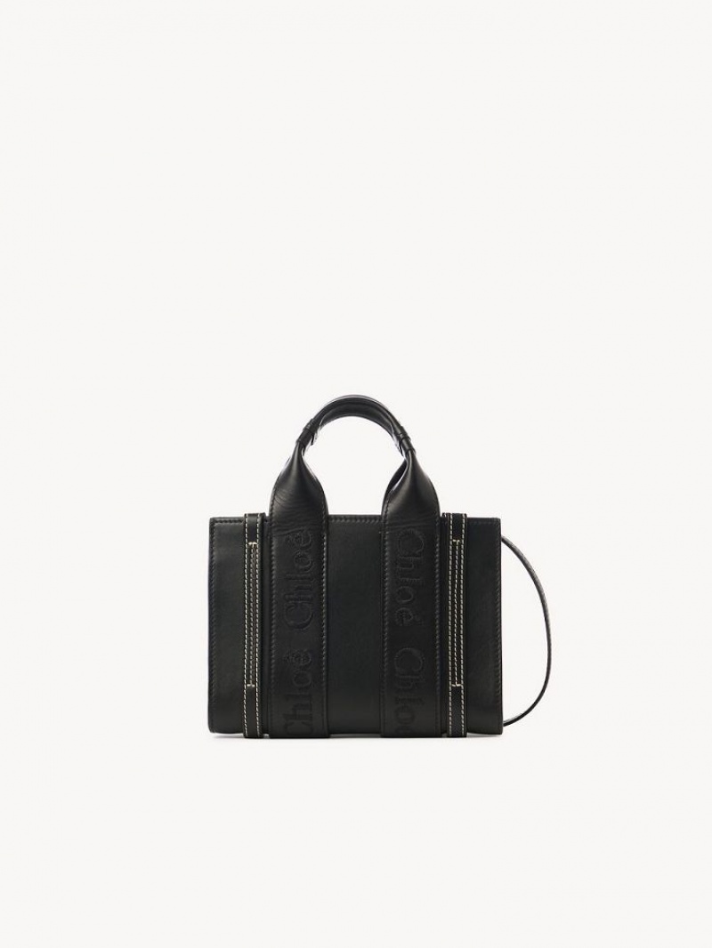 Torebki Małe Chloe Woody Tote 1 Czarne | CHE-SR13727